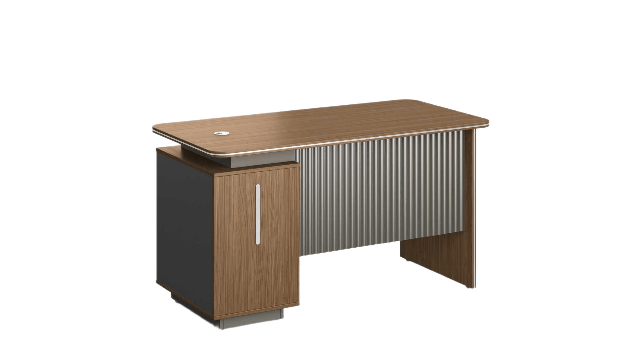 Office Desk Single 1.4m Da26 Usa Walnut + Db-29 Meteorite Gray Melamine 1400*700*760 Table Top:1400*700*25 Side Return:600*400*665