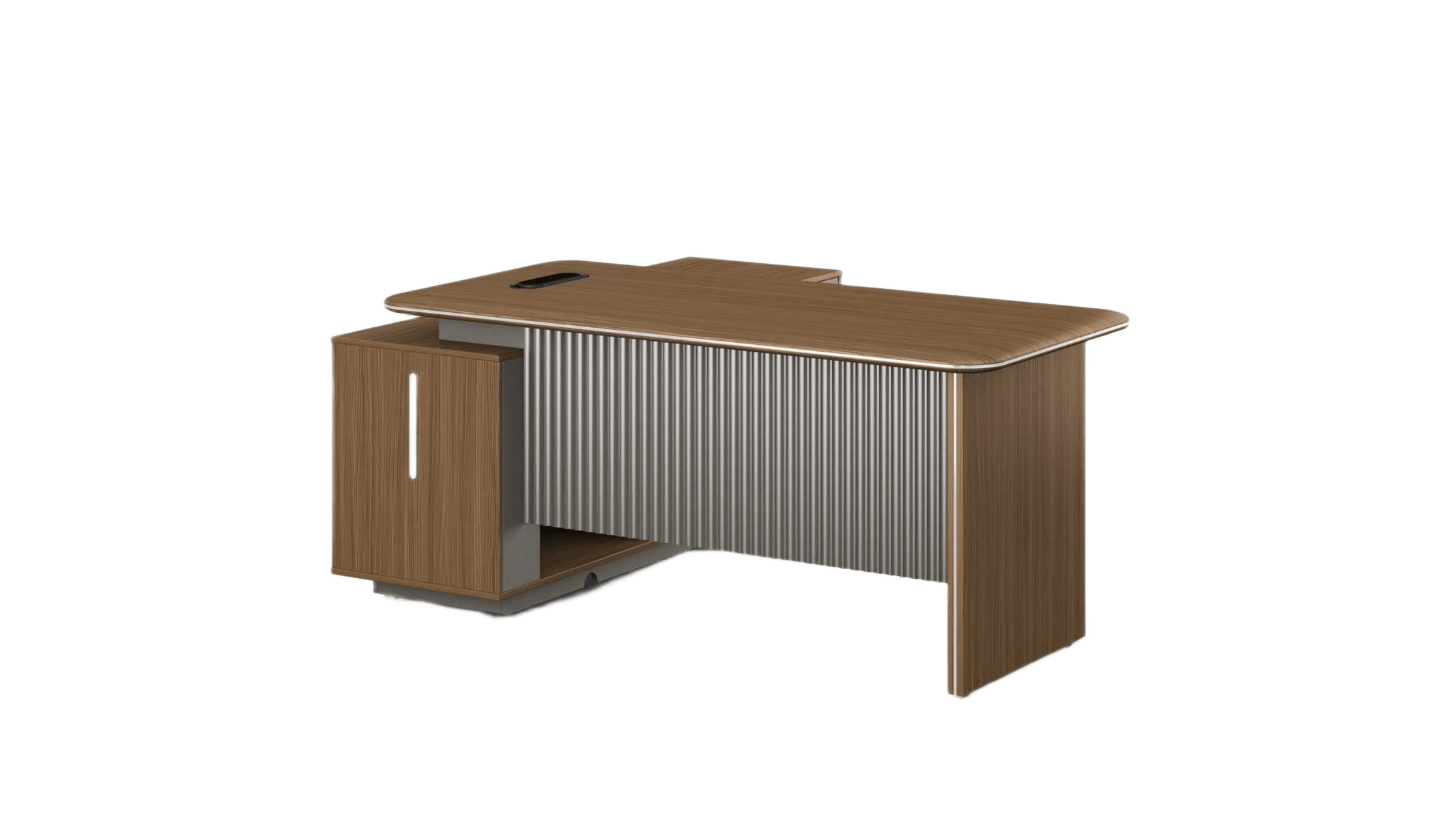 Executive Desk 1.8m Da26 Usa Walnut + Db-29 Meteorite Gray Melamine 1800*1650*760 Table Top:1650*800*50 Side Return:1600*500*640