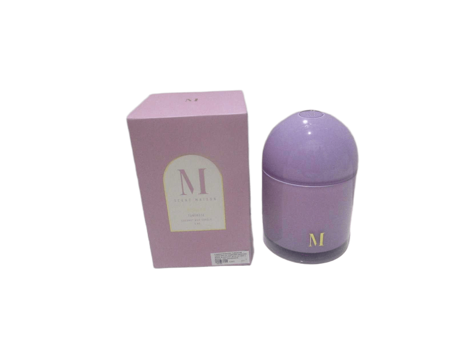 Candle Scented Tuberose - 1000g Wax In Tempered Machine Made Glass Pot With Lid And 3 Wicks - 10% Fragrance - Packaging In Coloured Card Board Box 400g Purple