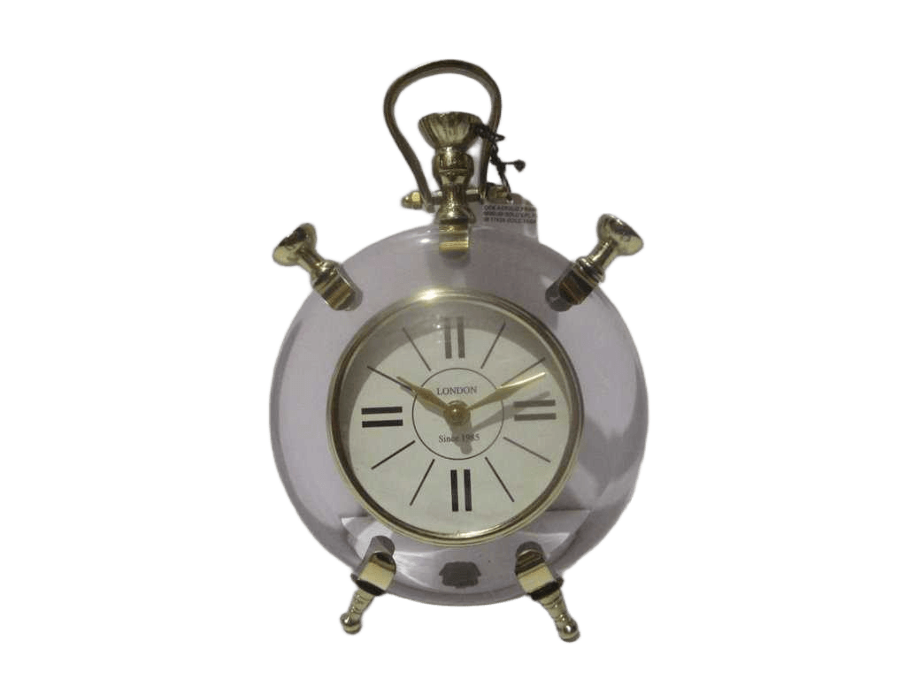 Table Clock Acrylic Frame With Aluminium Gold Epl Finish