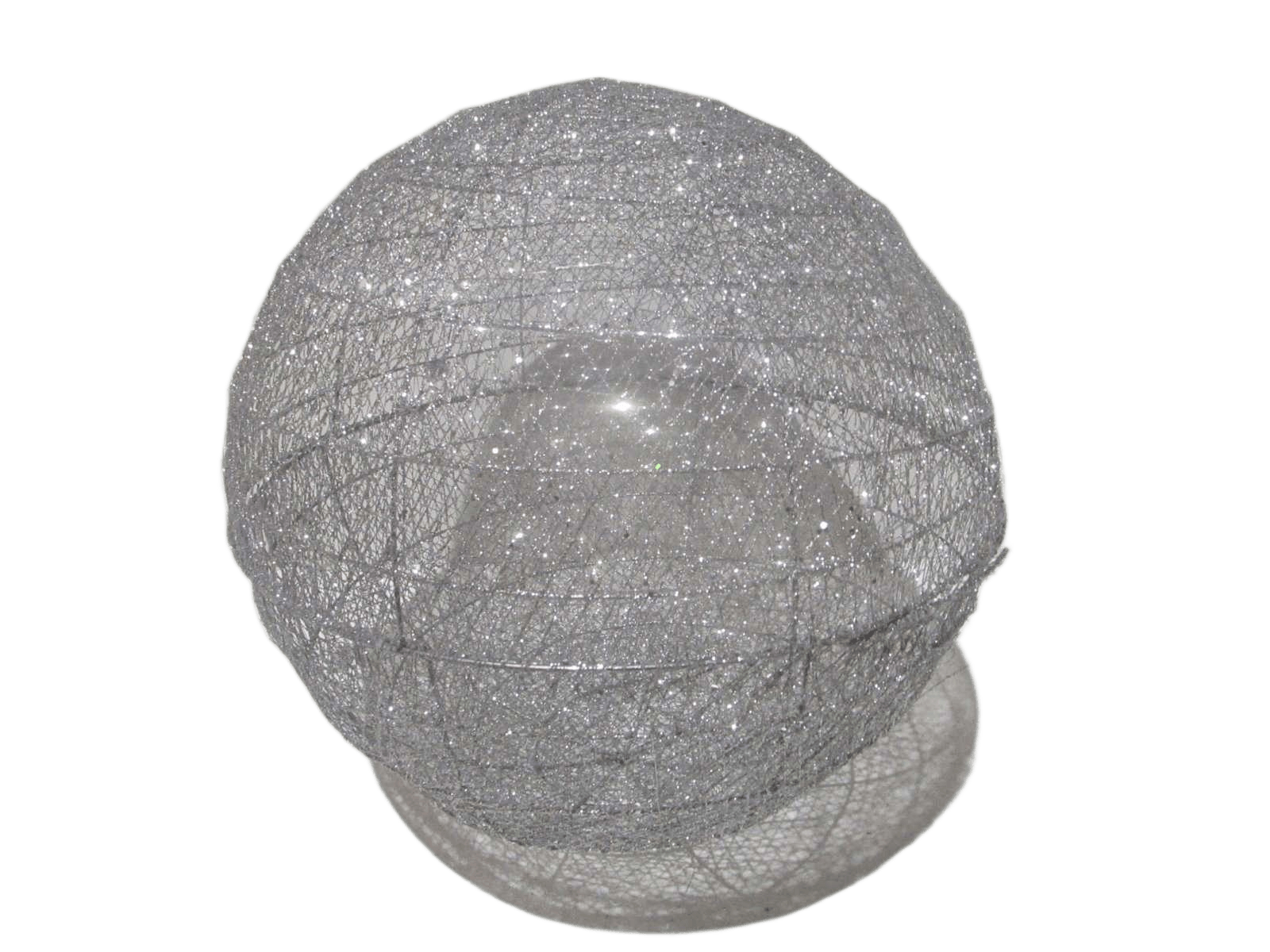 Xmas Metal Ball Deco With Light Battery Opp Bag Silver 60cm