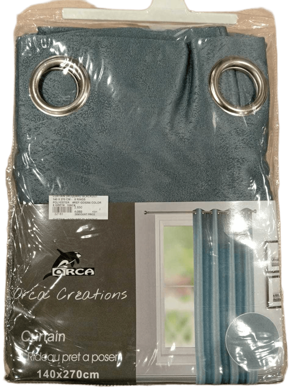 Curtain Jacquard Blackout 140 X 270 Cm - 8 Rings Polyester