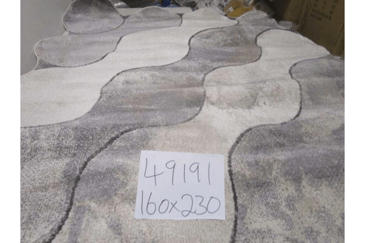 Carpet 160x230 Rio Soft Yarn Headset With Shrink Polyester 2,200 Grm / Sqm 224,000 Pnt/Sqm 12mm Pile Height Free Shape Hja26 Grey/Cream
