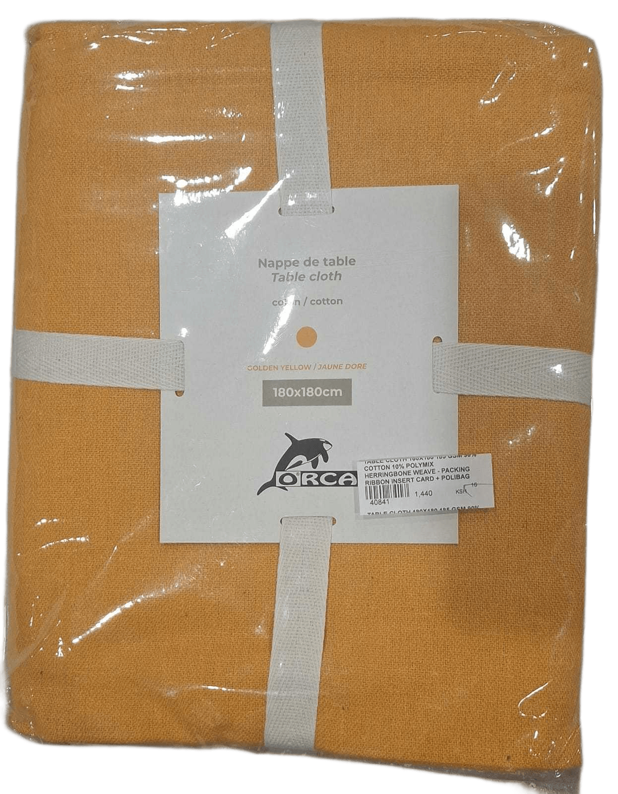 Table Cloth 180x180 185 Gsm 90% Cotton 10% Polymix Herringbone Weave - Packing Ribbon Insert Card + Polibag 1cl=