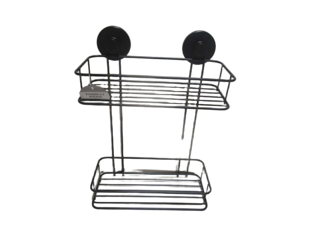 Rack 2-Tier Black Iron+bamboo 26x14x35 Cm