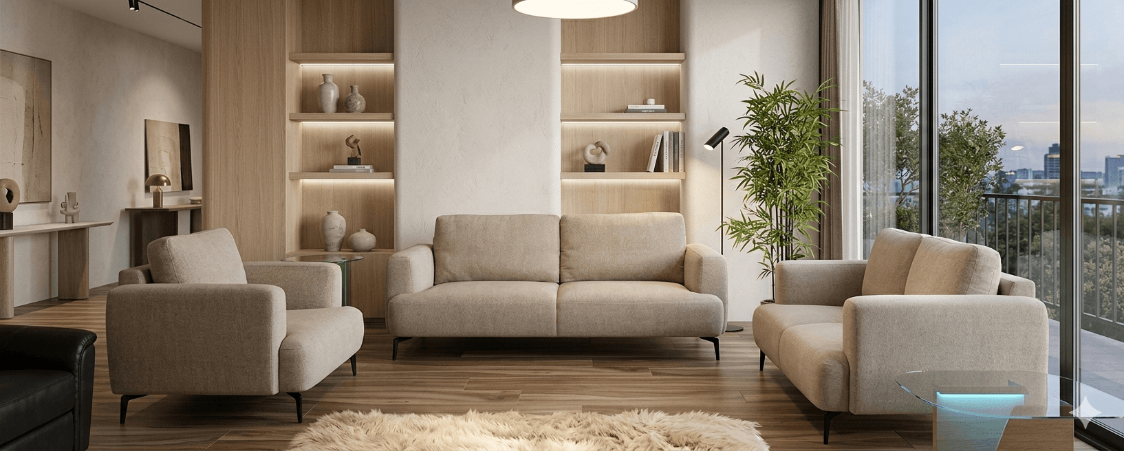 Sofa Set 3+2+1 Fabric G0200922 Taupe 200x97x82 160x97x82 100x90x82