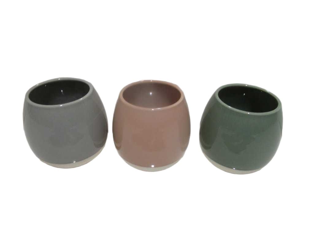 Tumbler Stoneware Green+pink+grey Stoneware 9.5x9.5x9.5 Cm