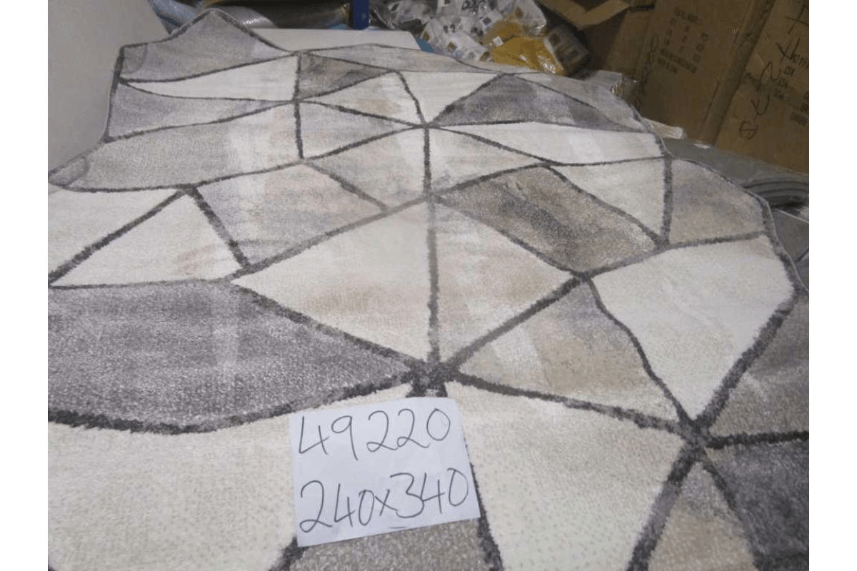 Carpet 240x340 Rio Soft Yarn Headset With Shrink Polyester 2,200 Grm / Sqm 224,000 Pnt/Sqm 12mm Pile Height Free Shape Hja26 Grey/Cream