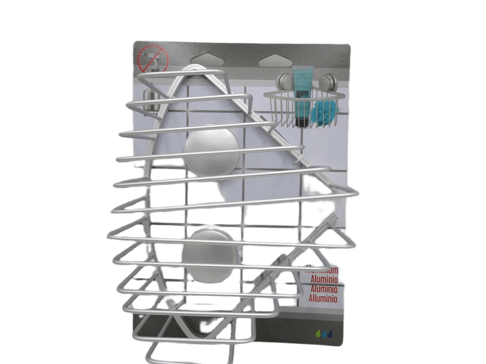 Shelf Corner Aluminum Wire On Suction Cups - Chrome