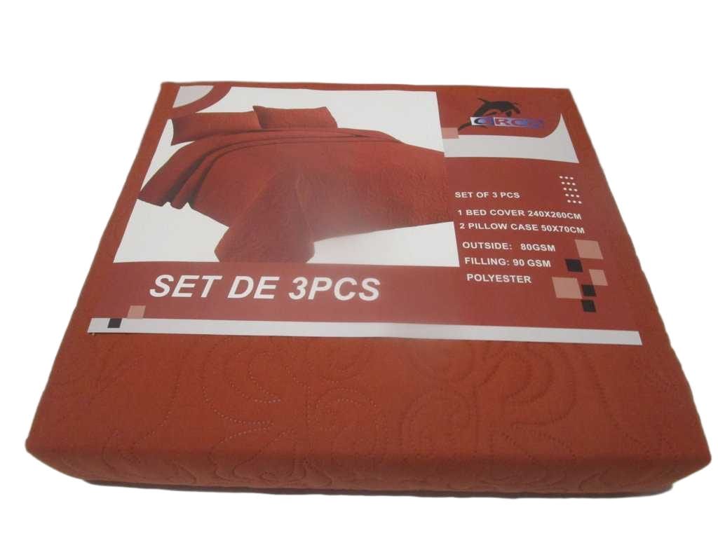 Bed Cover Set Of 3 Pcs 240x260cm 2 Pillow Case 50x70cm Outside:80gsm Filling:90 Gsm Polyester Packing:pvc Bag+colorcard 09 Red