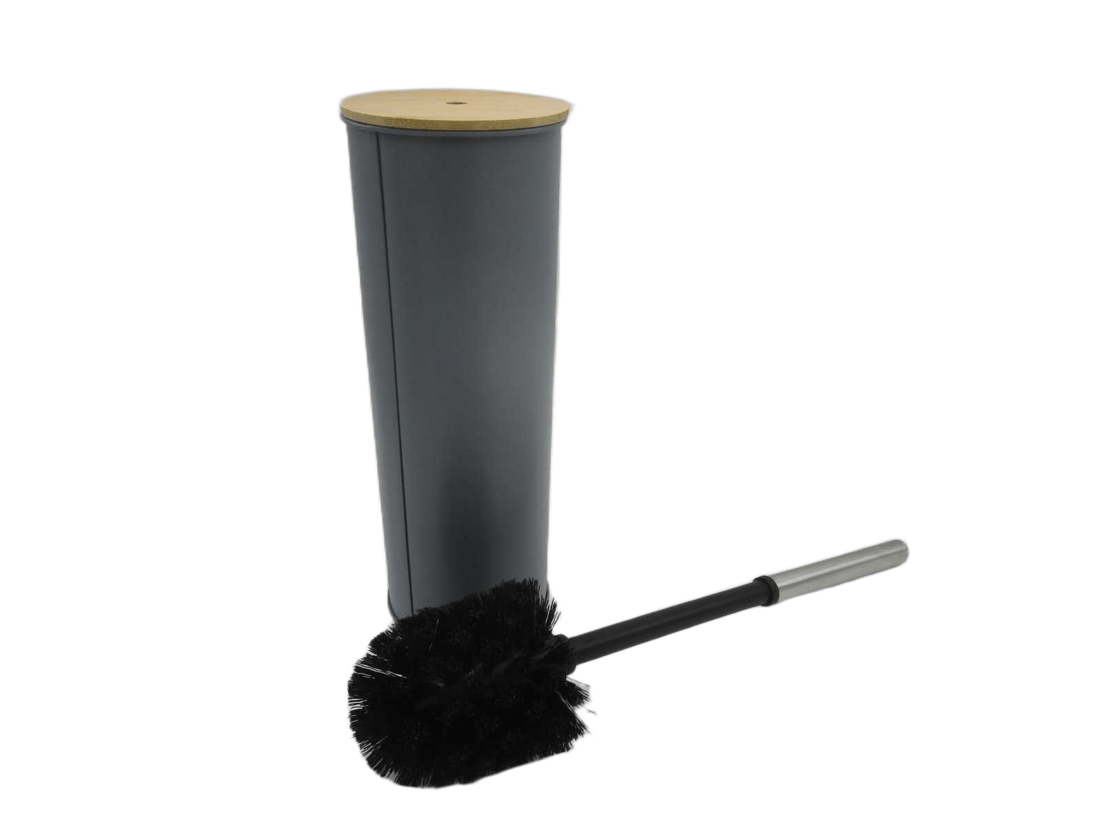 Toilet Brush Metal Bamboo Lid - Grey