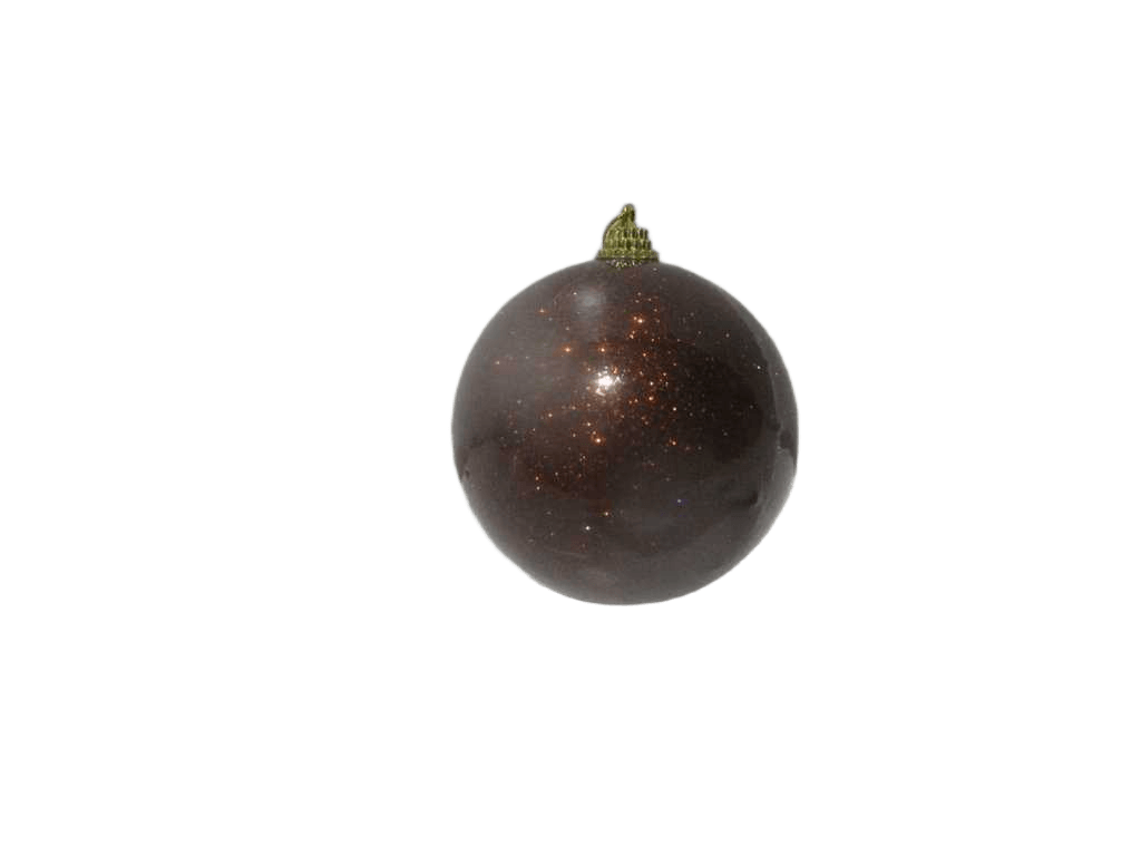 Ball Xmas 100mm Glitter Brown