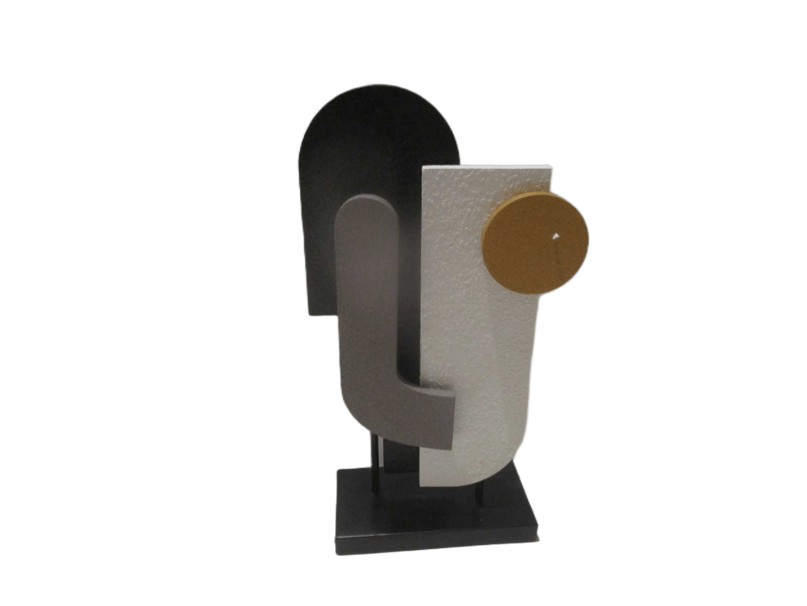 Statue Mdf Ciment Effect Black White Mustard 24,5x10x43,5 Cm