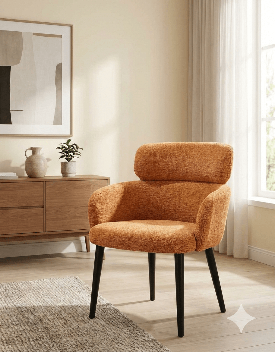 Dining Chair Fabric Rust Kd Metal Legs