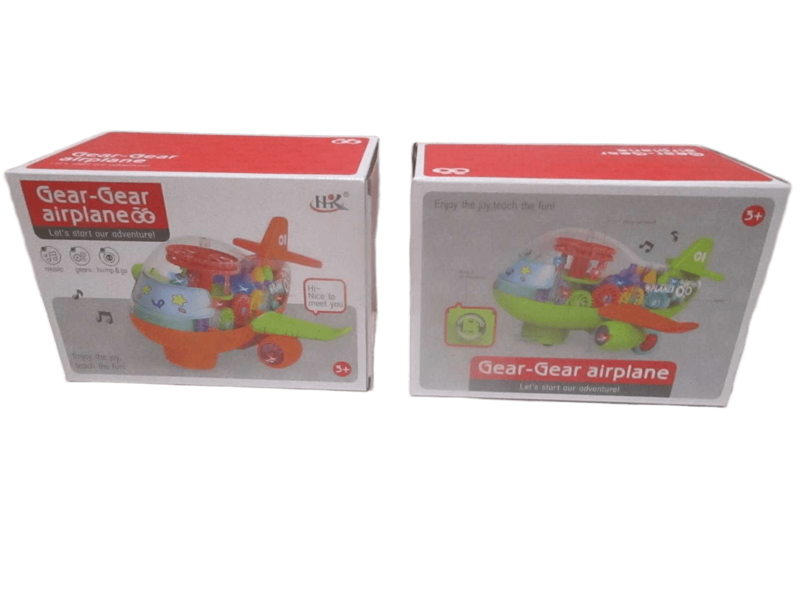Gear-Gear Airplane Music,light Abs Need 3x1.5v Aa Batteries Color Box Green Orange 20.5x14.5x11.5