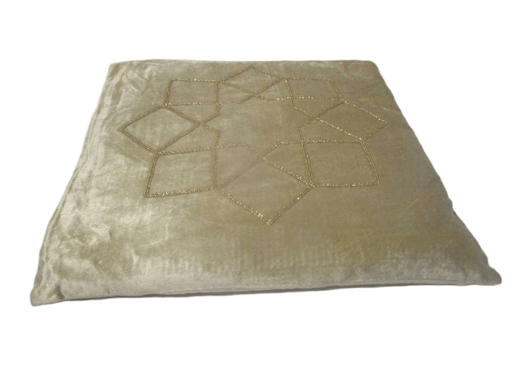 Cushion 45x45cm Velvet Embrodery Perles 100% Cotton - 400 Gsm Filling Vacuum Packed