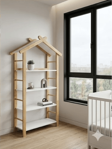 Bookcase My House White Matt / Light Walnut 80x40x170cm