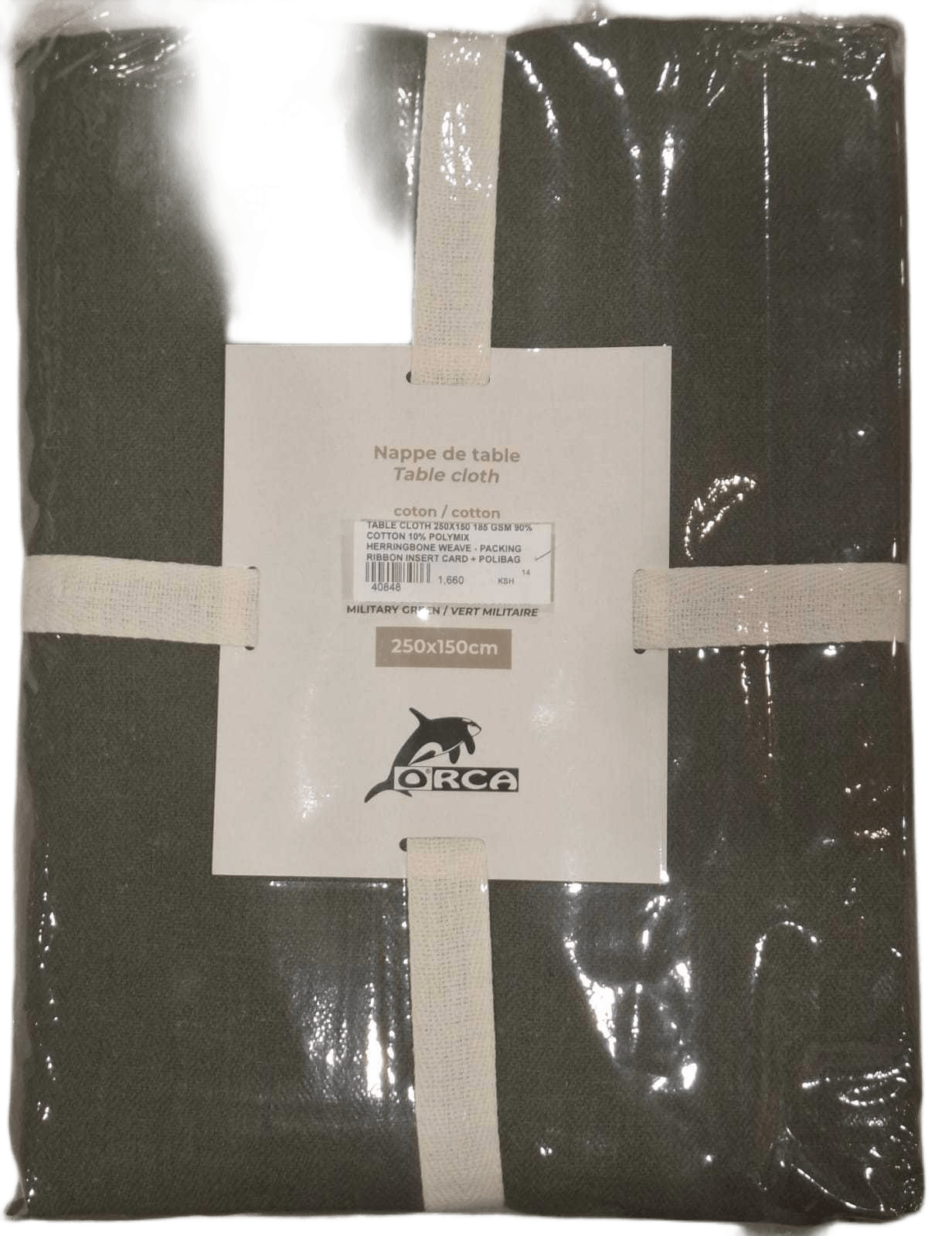 Table Cloth 250x150 185 Gsm 90% Cotton 10% Polymix Herringbone Weave - Packing Ribbon Insert Card + Polibag 1cl=