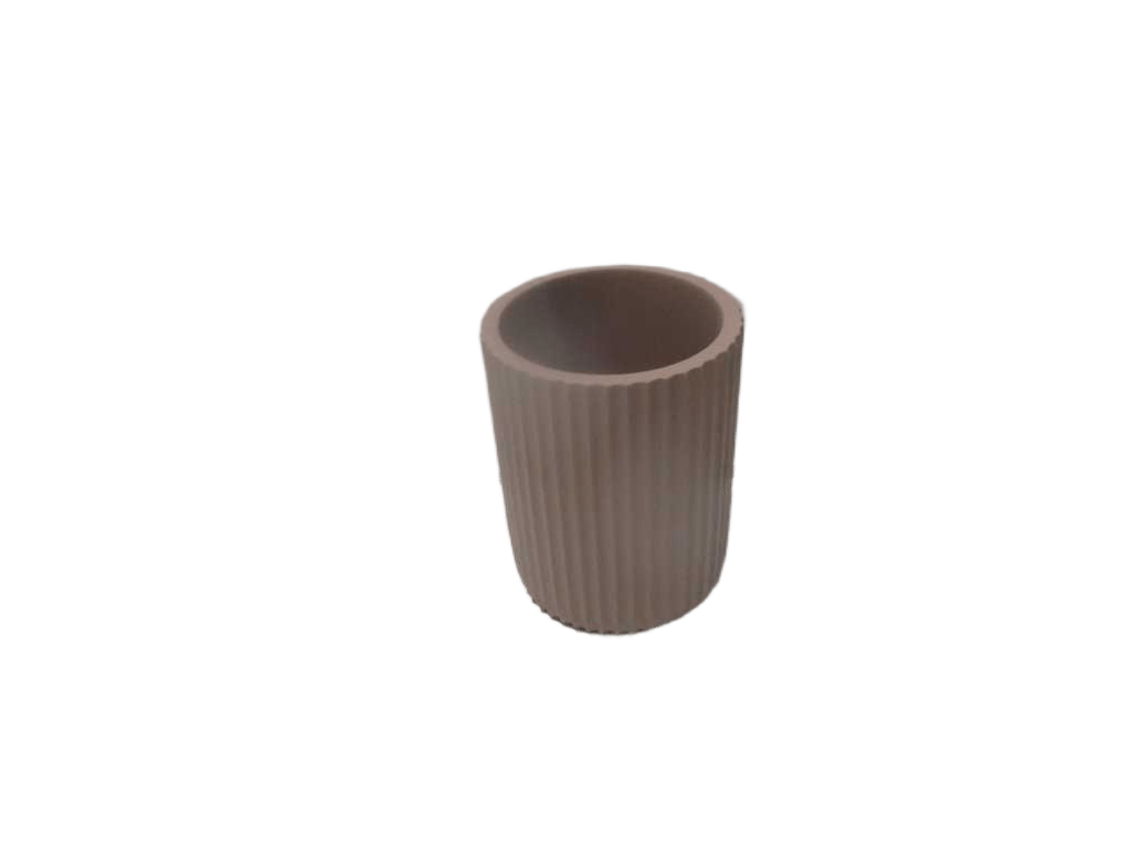 Cup Polyresin Rounded Ridged - Cappuccino