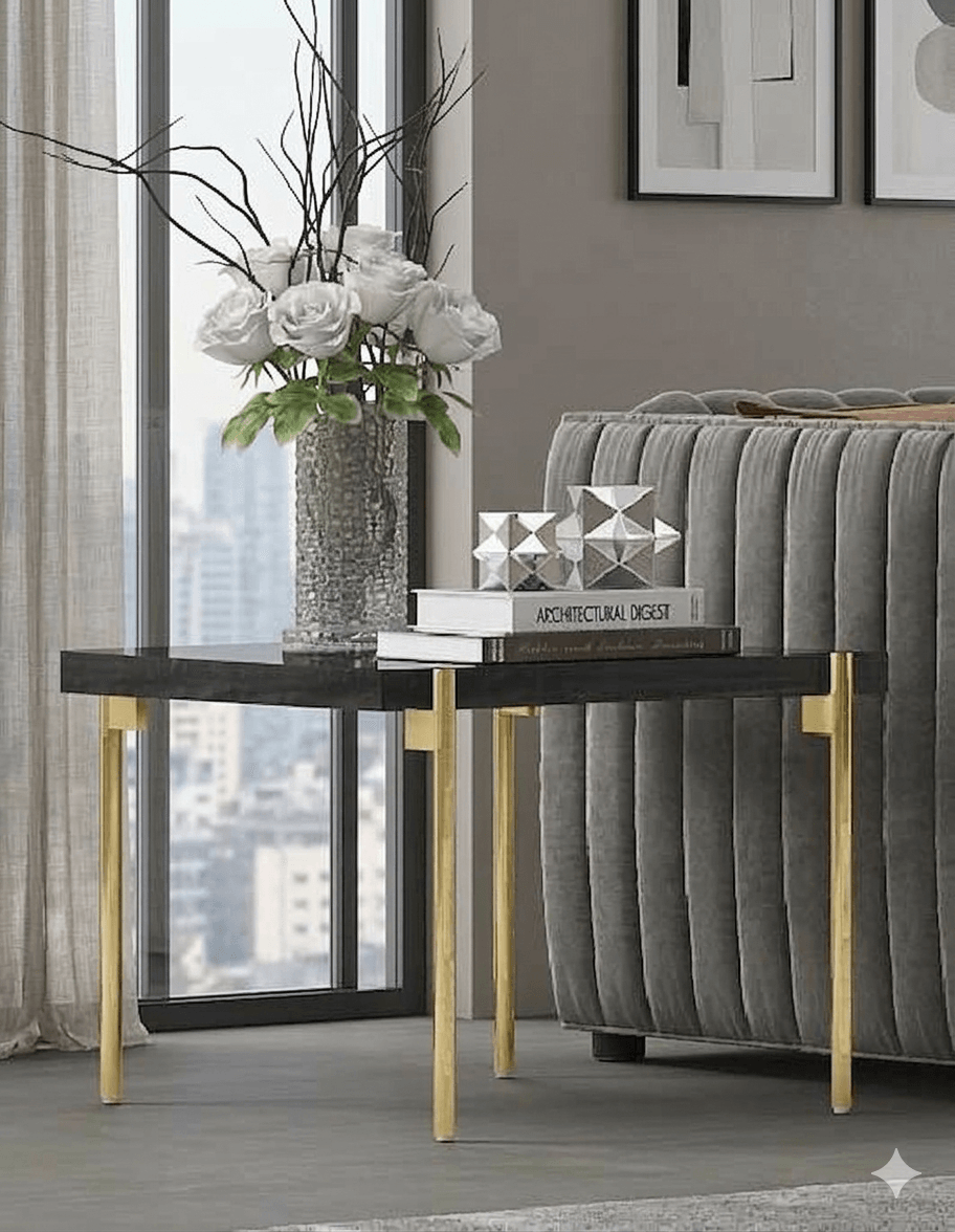 End Table Grey Angley(8273-4 Hg)+titanium Gold650x700x500 2cl=