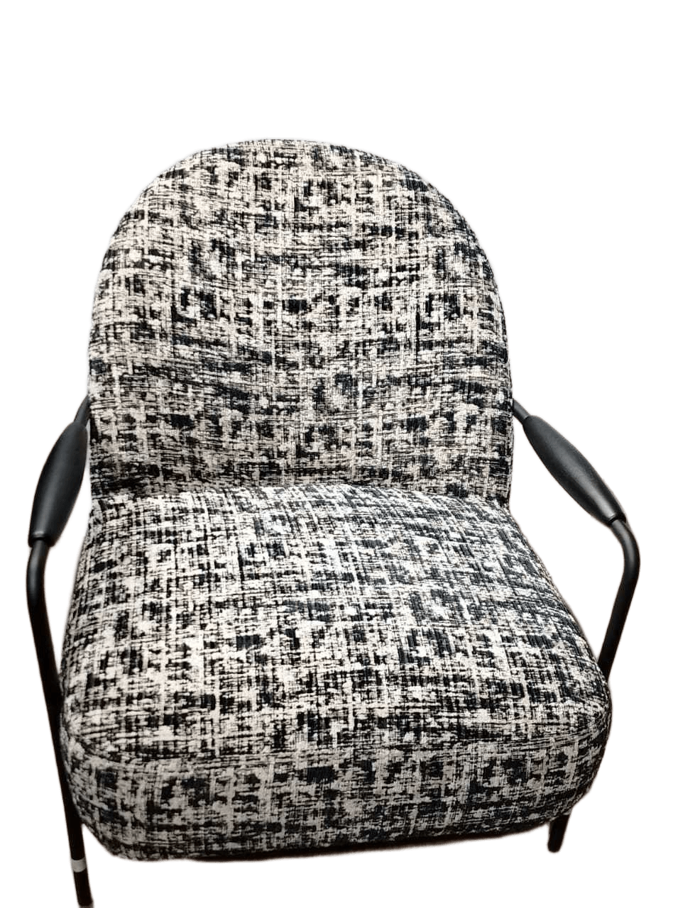 Arm Chair Fabric Single Ks23377-10 Black + White Metal Frame With Wood Deco