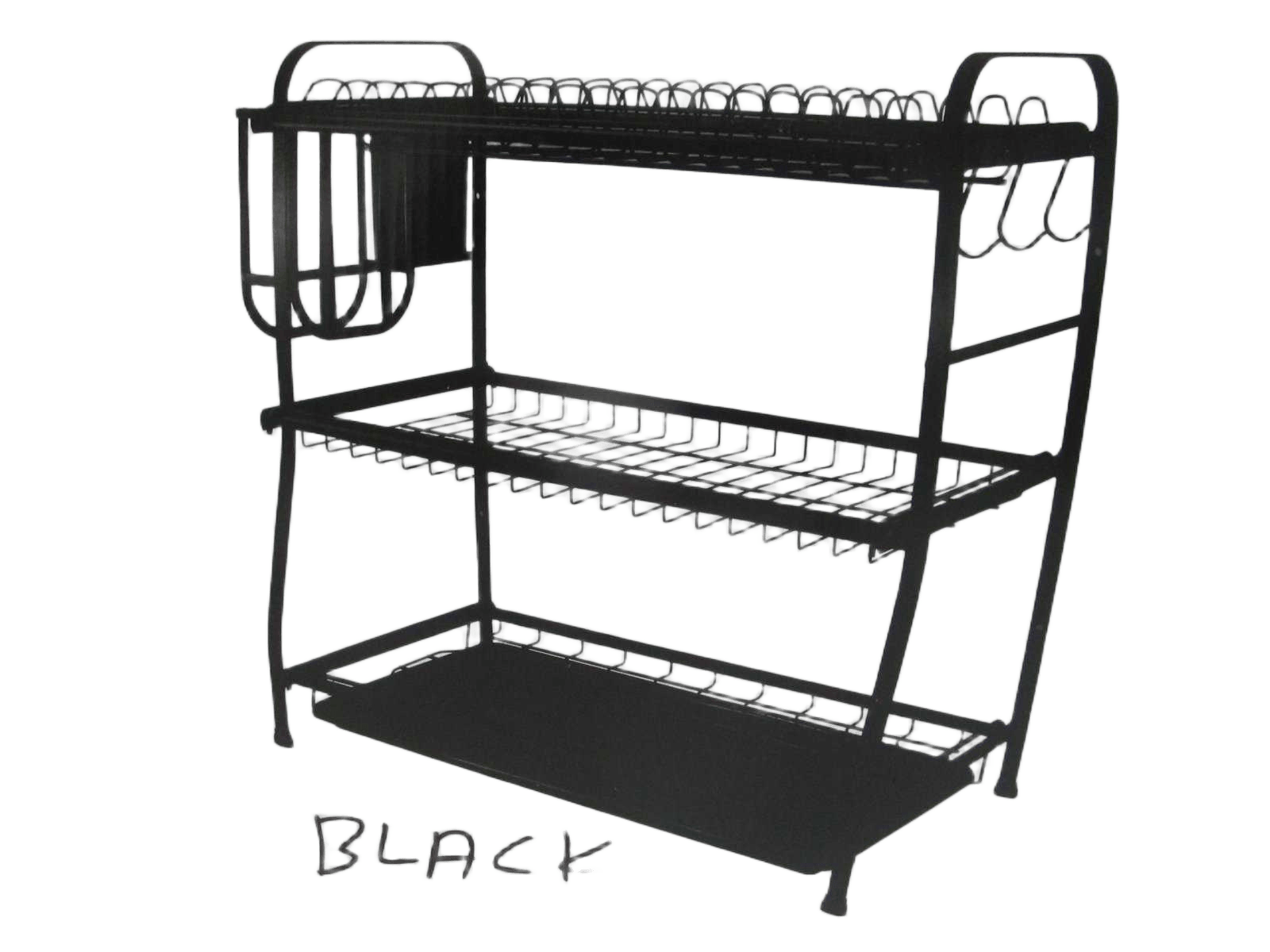 Dish Rack Metal 3-Level Black 59x27x55
