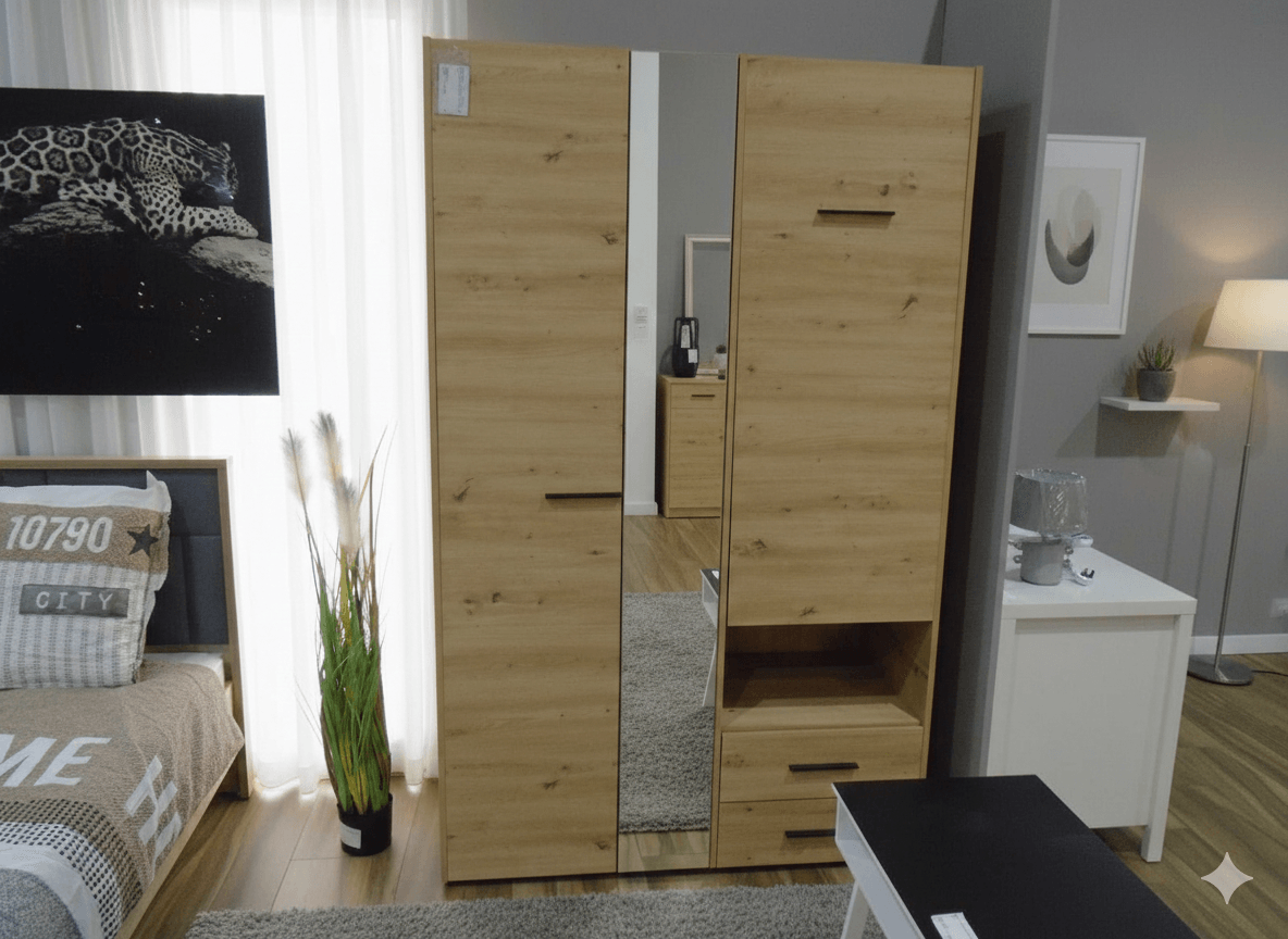 Warrobe 3 Doors 2 Drawer & Mirror