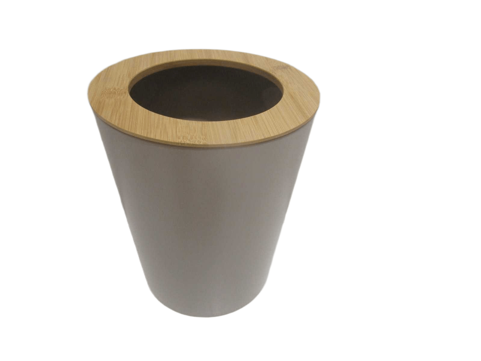 Dustbin Metal Evasee Avec Couvercle Bambou 5l - Taupe/Bambou