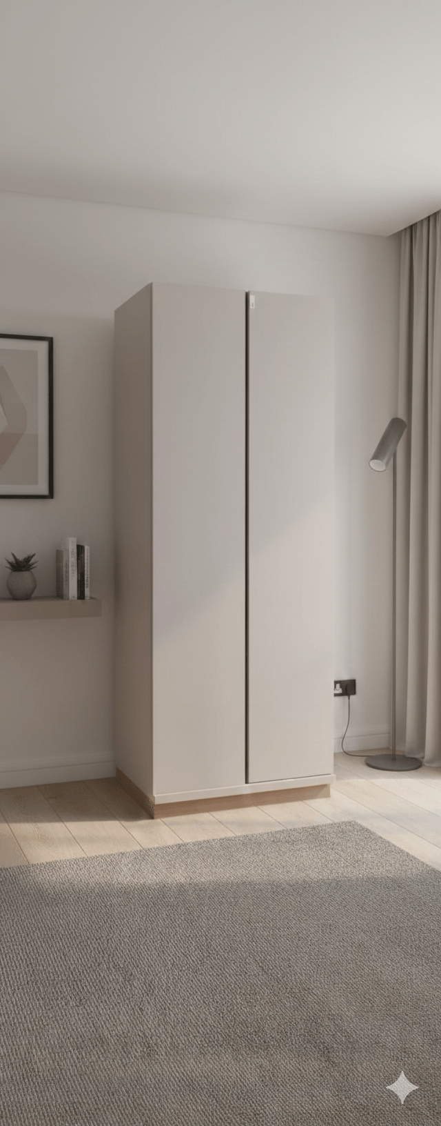 Wardrobe 2 Doors With Two Shelves And 2 Drawers With Light Doors (Wood) Wood Cappucino 83 X 60 X 230