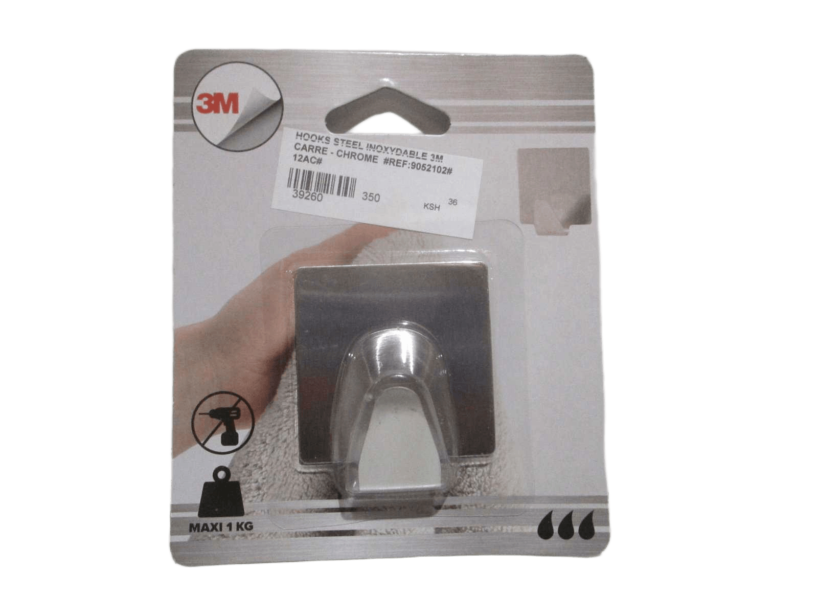 Hooks Steel Inoxydable 3m Carre - Chrome