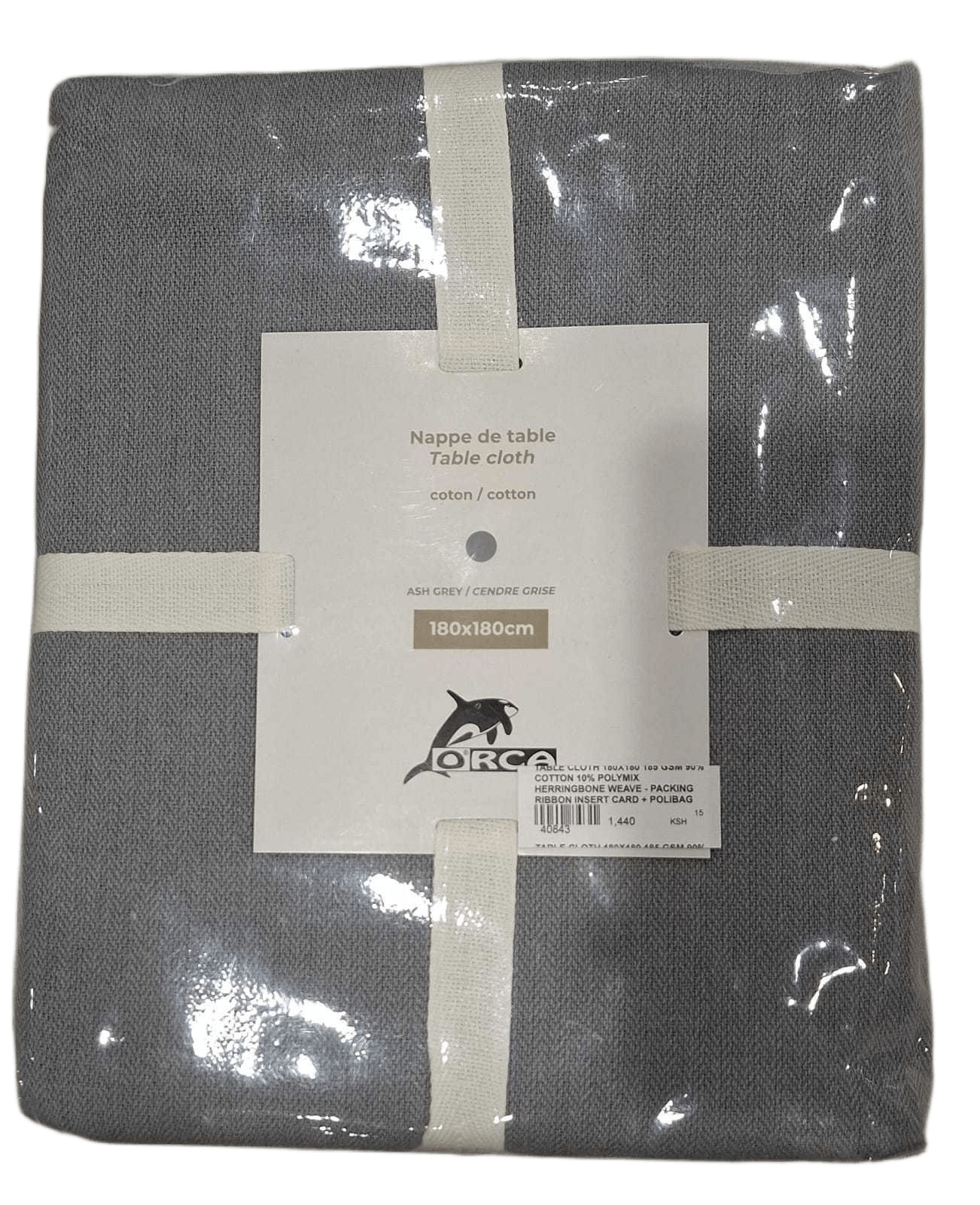 Table Cloth 180x180 185 Gsm 90% Cotton 10% Polymix Herringbone Weave - Packing Ribbon Insert Card + Polibag 1cl=
