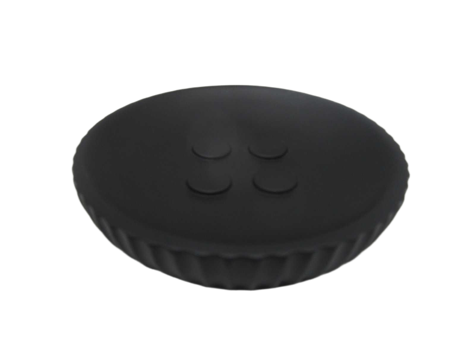 Soap Dish Striated Round Polyresin - Black