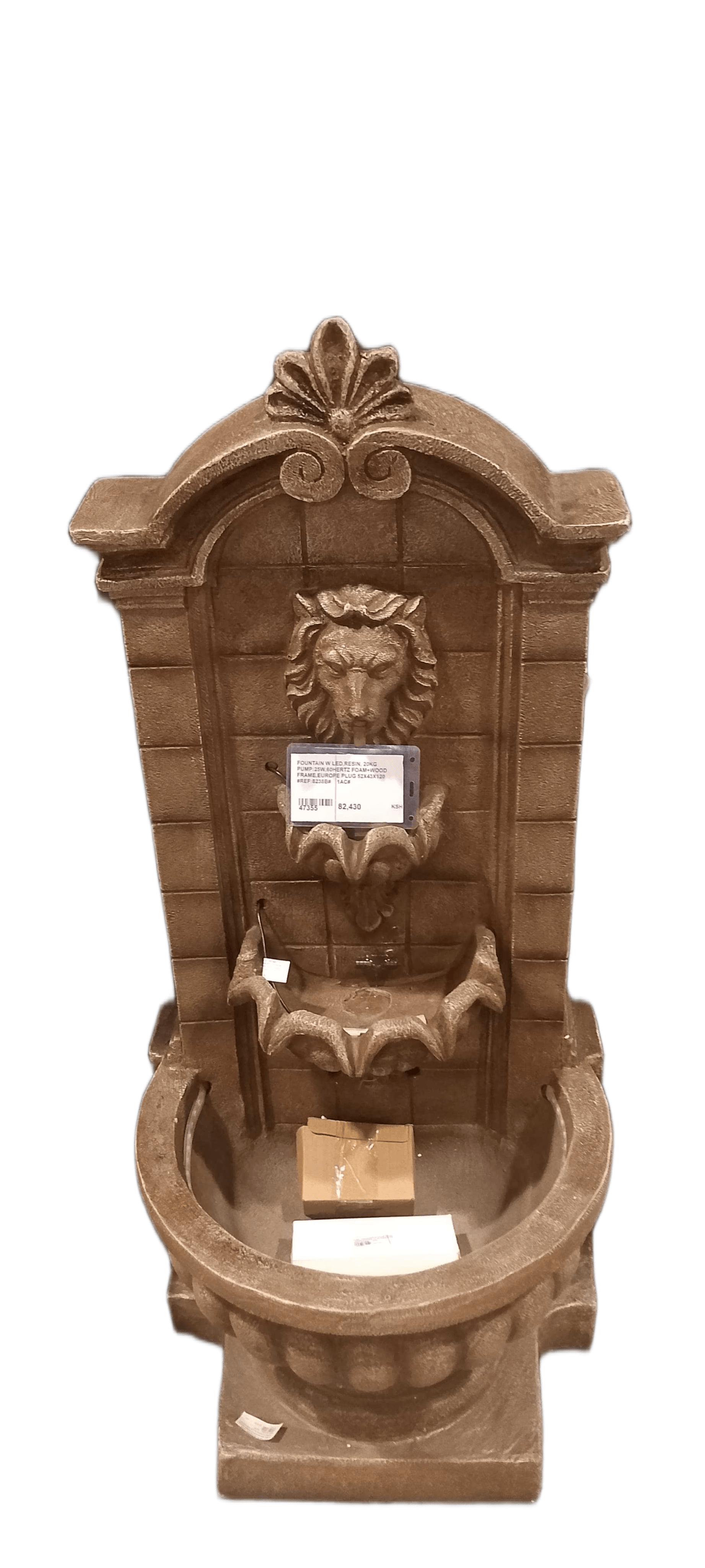 Fountain W Led,resin, 20kg Pump:25w,60hertz Foam+wood Frame,europe Plug 52x43x120