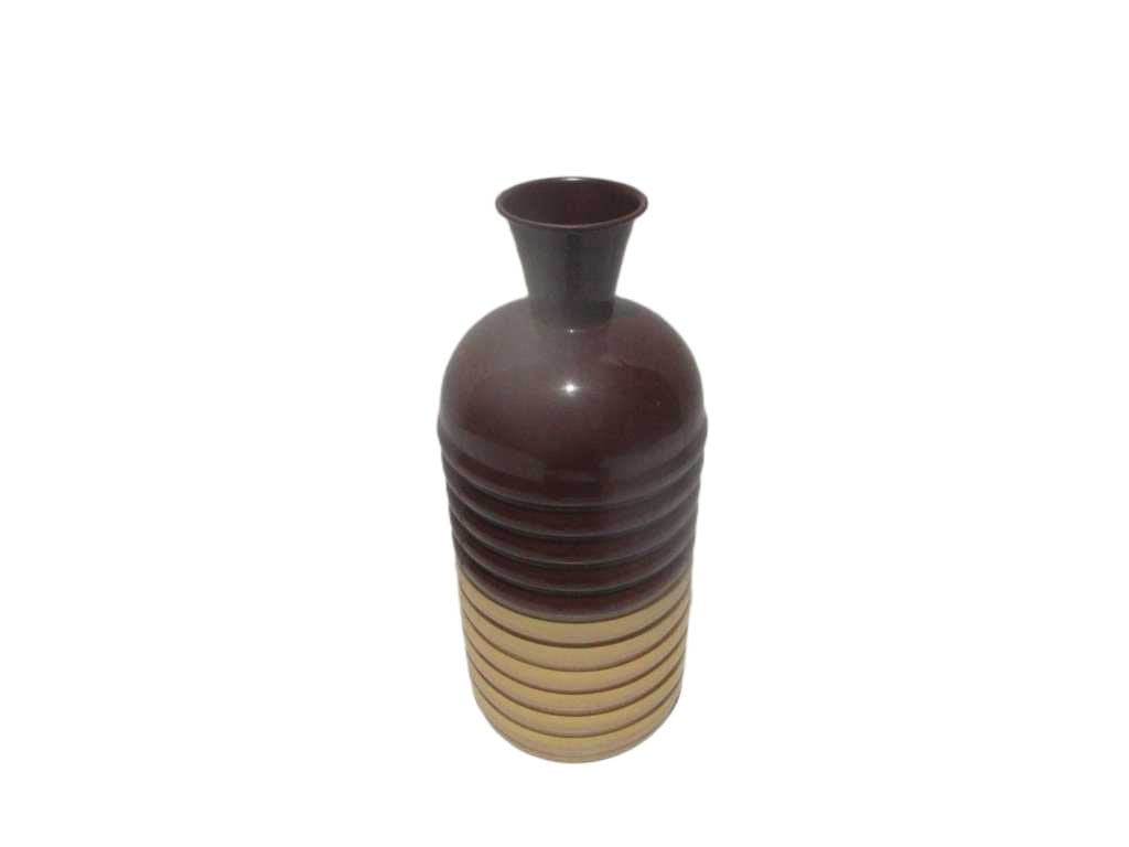 Vase 100% Iron Shinny Bi Color Burgundy Cream