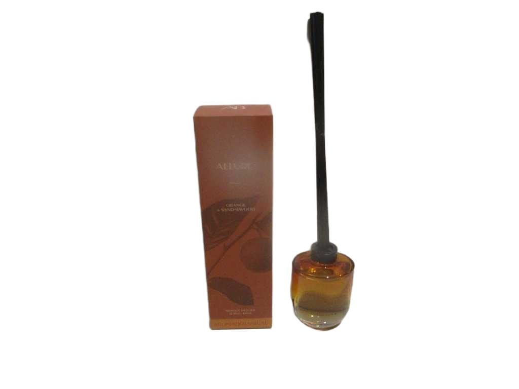 Diffuser Allure Orange And Sandalwood Fragrance - 400ml Fragrance In Tempered Machine Made Glass Jar And 8 Black Cotton Sticks D0,35xh35cm - Packaging In Coloured Card Board Box 400g