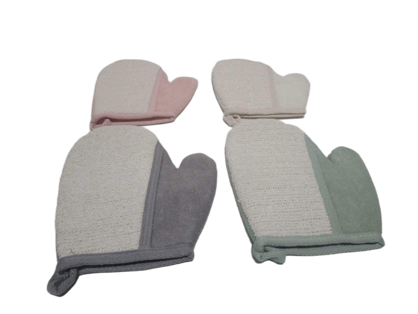 Bath Gloves Bamboo Fibeer+sponge 4 Color Ass Packing:opp Bag Grey/Pink/White/Green 21*19 1cl=