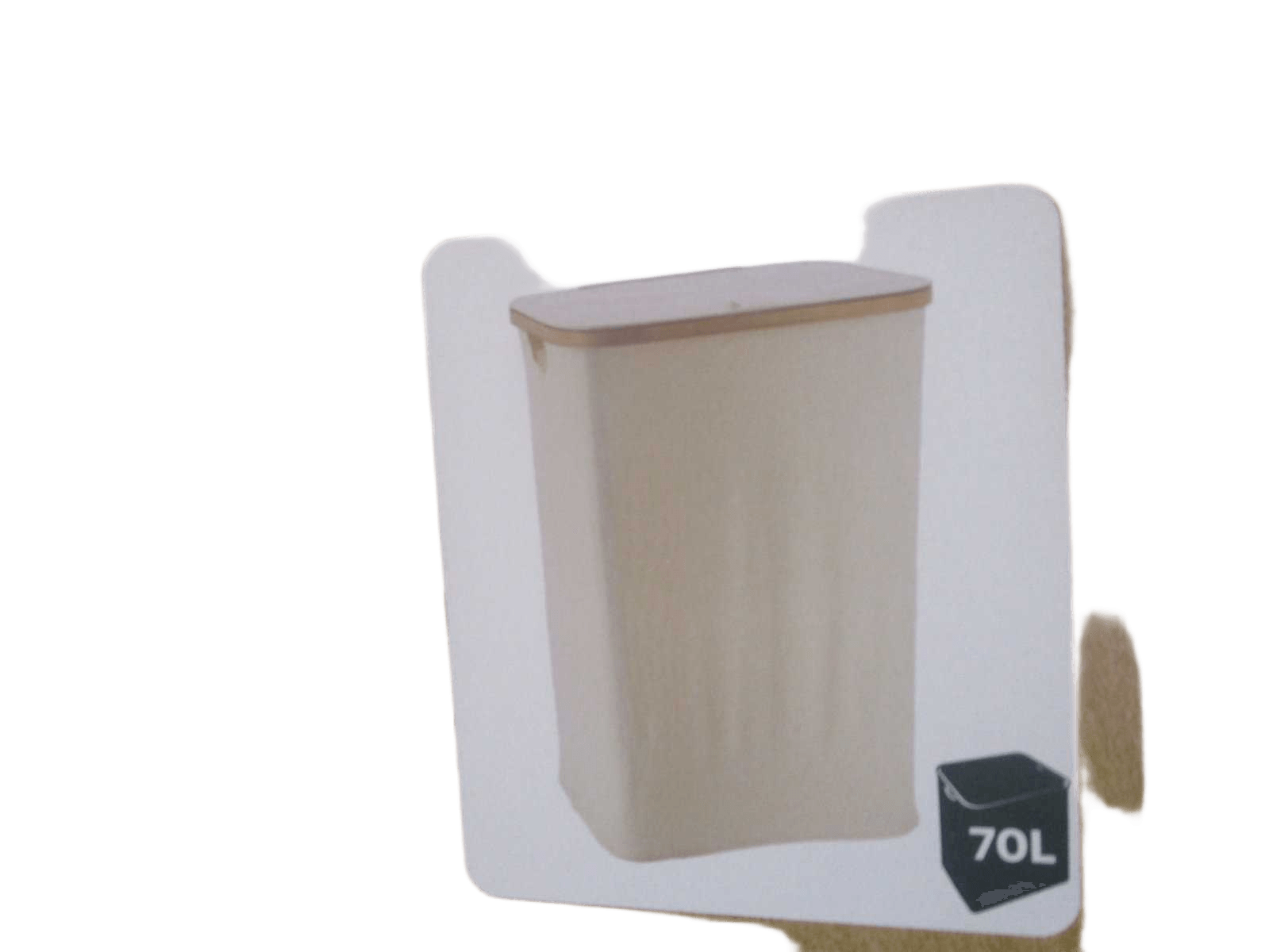 Laundry Basket Rectangular Pliable Avec Couvercle Polyester Et Cerclage Bambou - Natural/Bambou