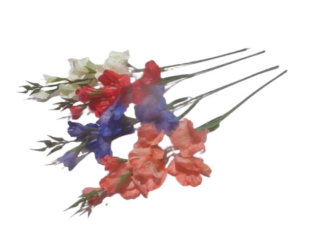 Artificial Gladiolus Fabric '1 White 2 Purple 8 Pink 11 Red '97cm