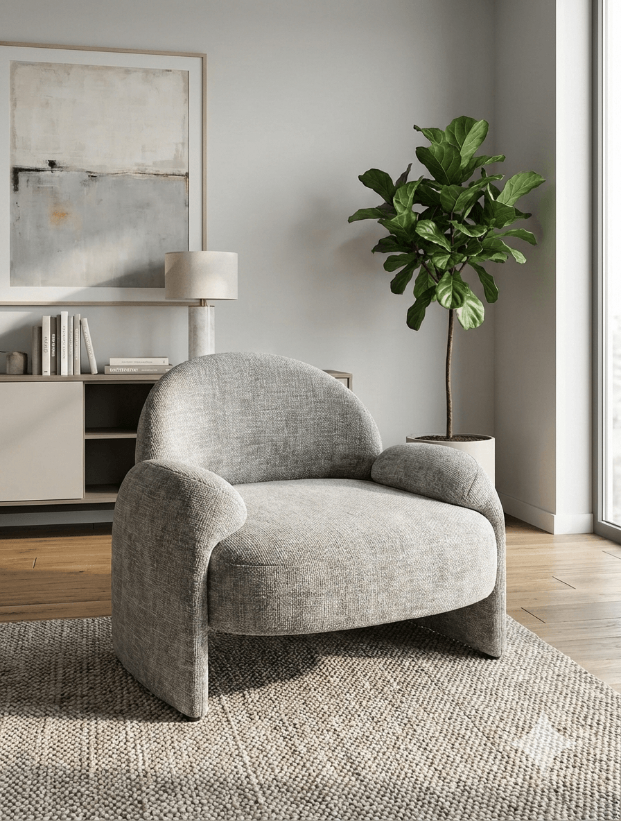 Club Single Chair Grey Club Single Chair, One Pillow, Sofa Back With Higher Density, 95x83x78