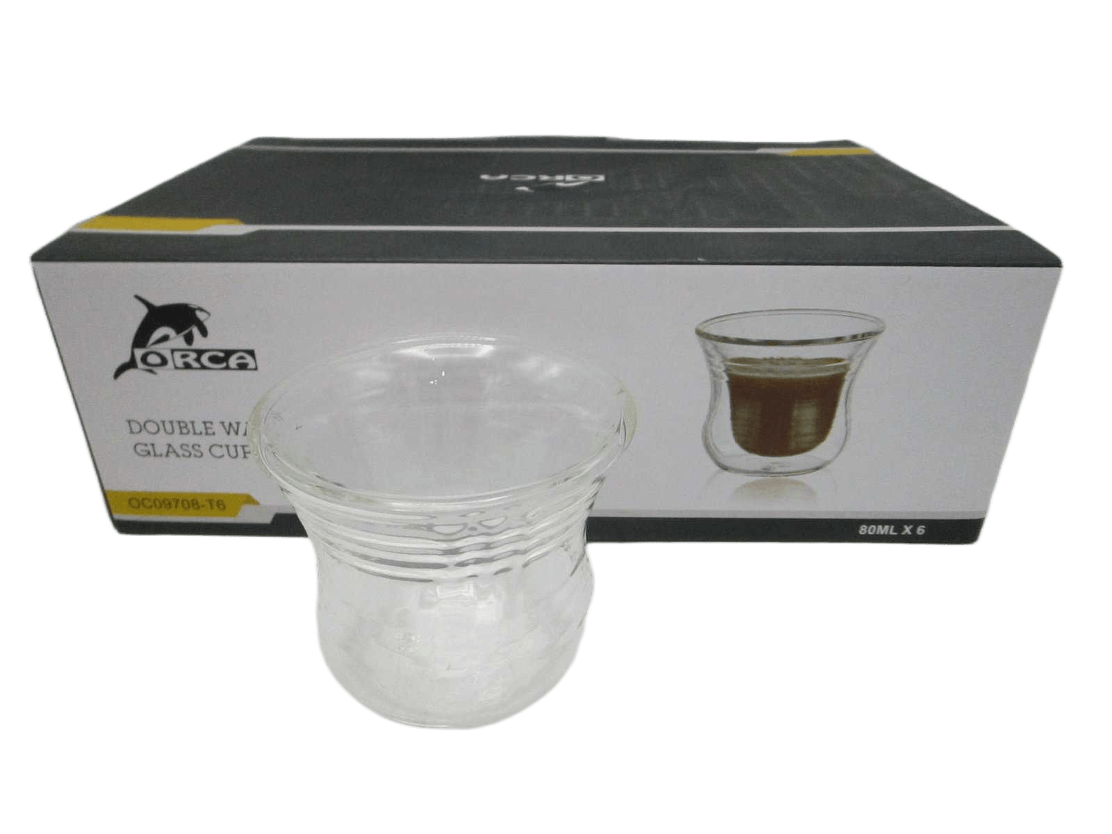 Set Of 6 Borosilicate Double Wall Glass Heat Resistant 2-80ml 80ml Transpa