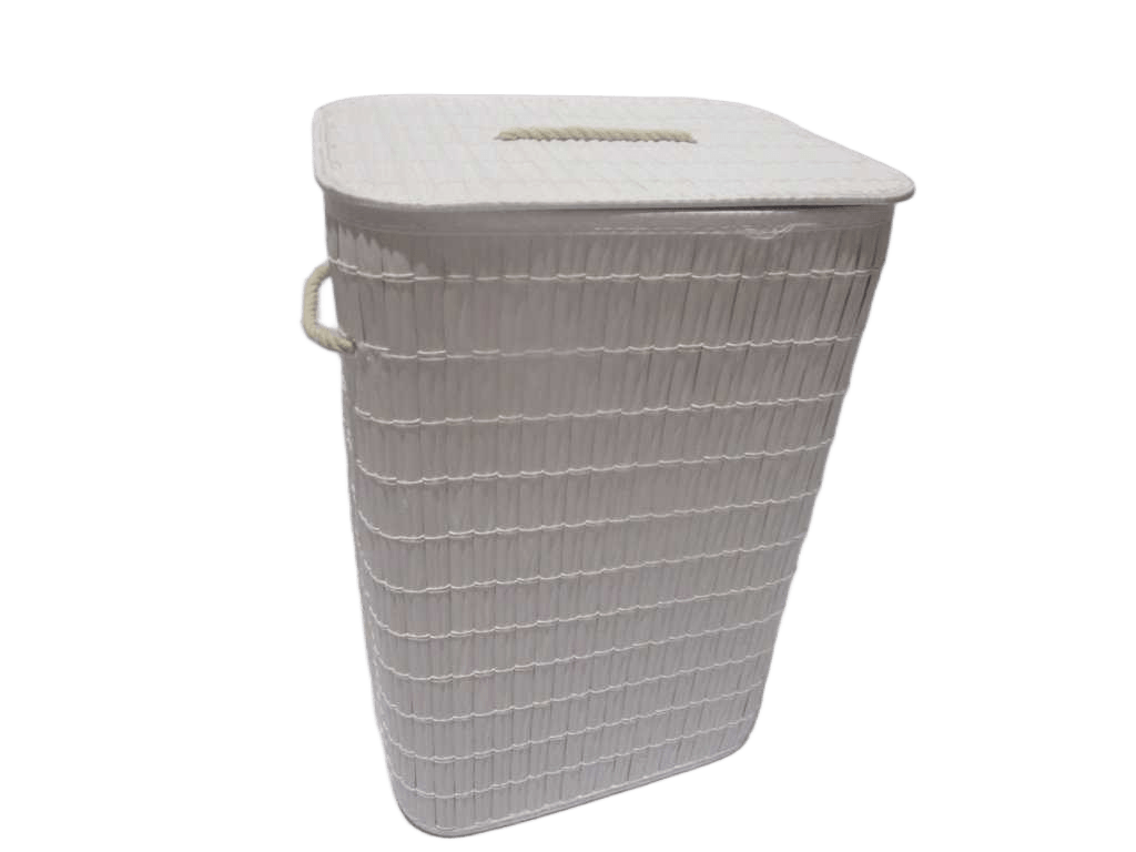 Laundry Hamper Rattan Rectangular 72liter With Polybag Packing Pure White 40x30x60 Cm