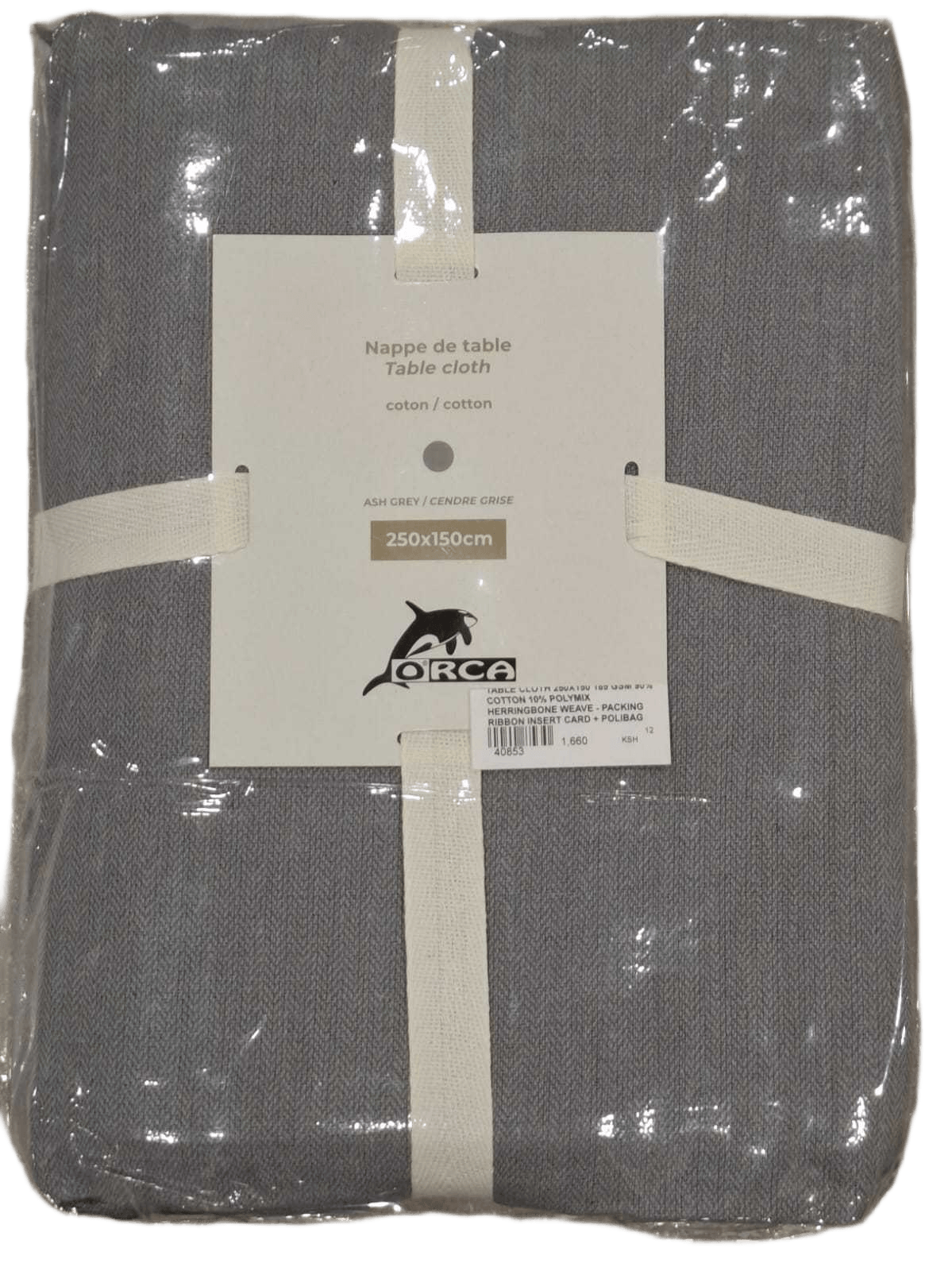 Table Cloth 250x150 185 Gsm 90% Cotton 10% Polymix Herringbone Weave - Packing Ribbon Insert Card + Polibag 1cl=