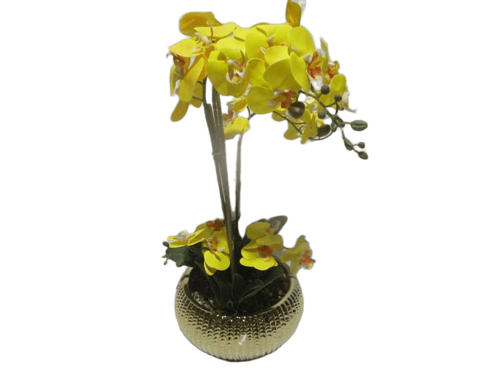 Vase Gold In Yellow Flower D25x14x67