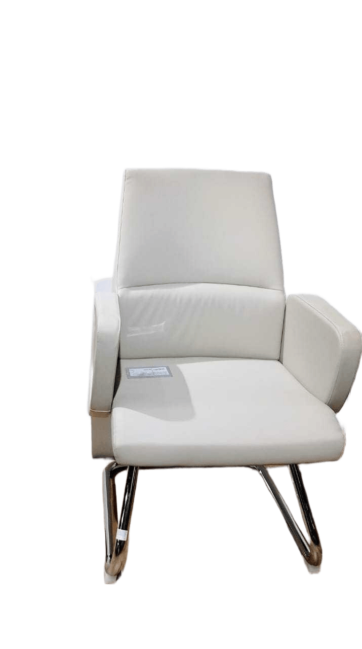 Visitor Chair Beige-Dabaisha05 Pu Leather, Alumunium Base, With Polywood Wood Veneer 62x103x63