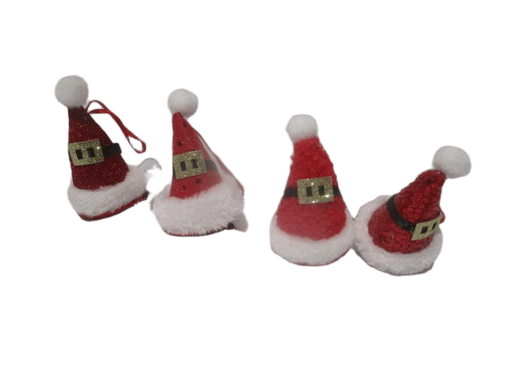 Hair Clip With Xmas Hat 4ass