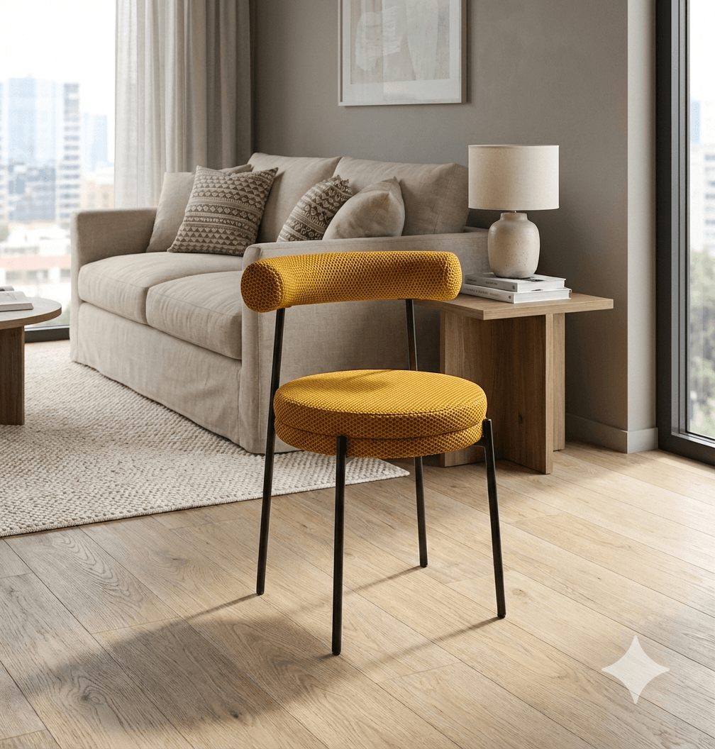 Chair Kd With Fabric W57*d53*h77cm Mustard Fabric Wz3050-4 - Legs Black