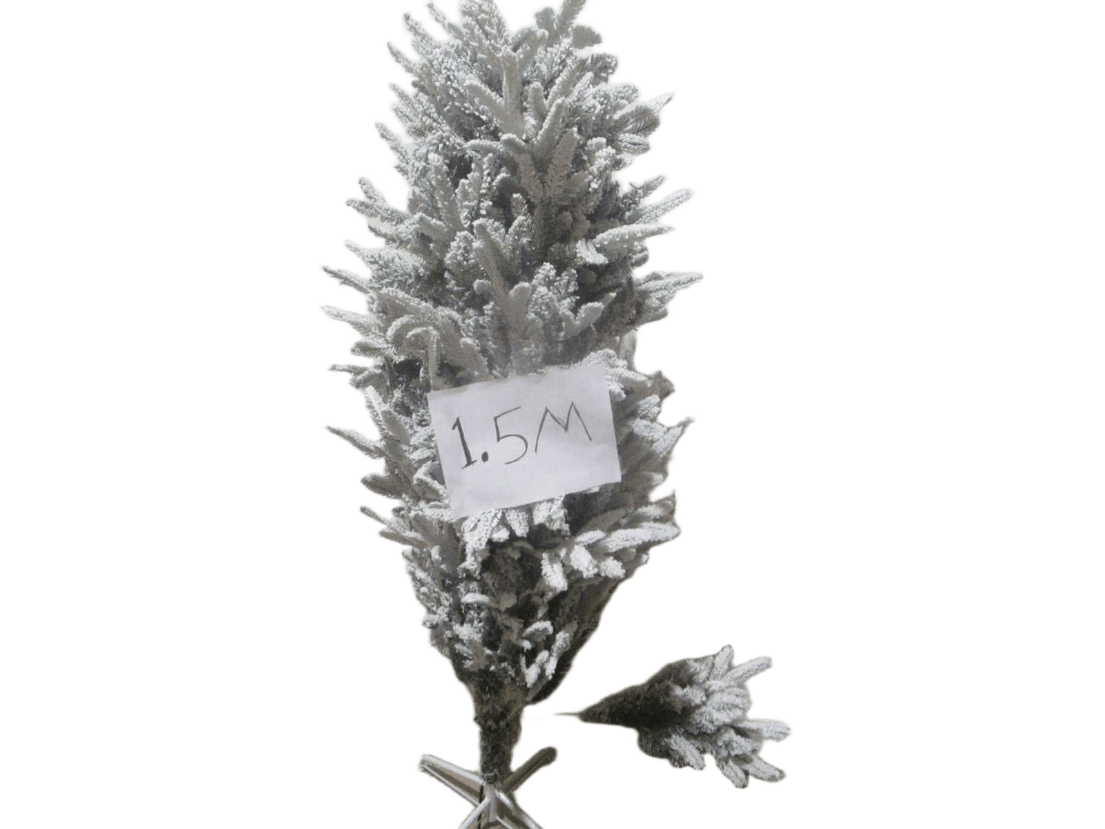 Xmas Tree 1.5m_x000d_ith Snow 451 Leaves Pvc Automic White Base White 45cm Base