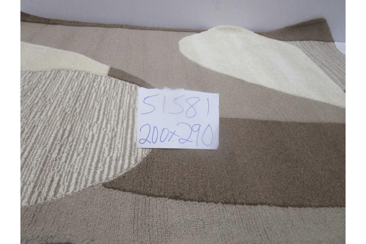 Carpet 100% Wool Handtufted Shaped 2300 Pile + 1000 Back Beige In Cut Wool All The Rest Loop Wool