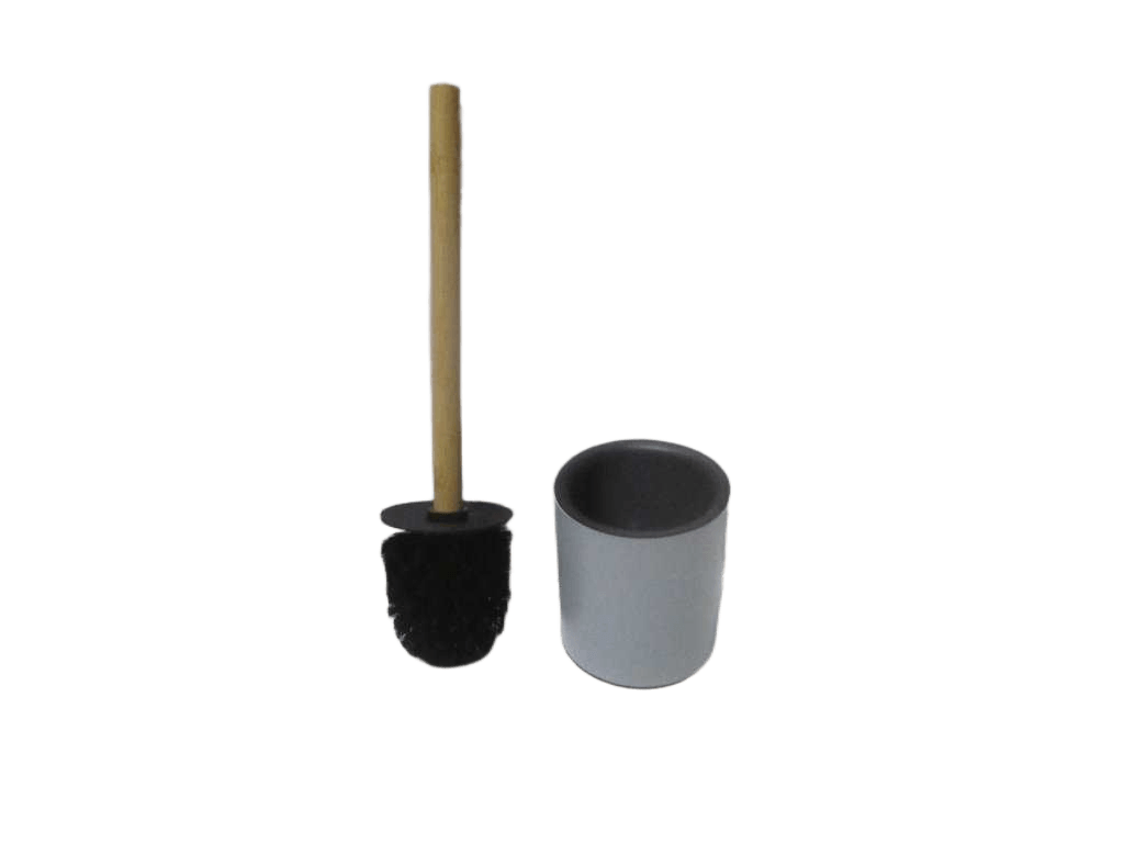 Brush Toilet Wc Metal Tige Bambou - Blue Clair/Bambou