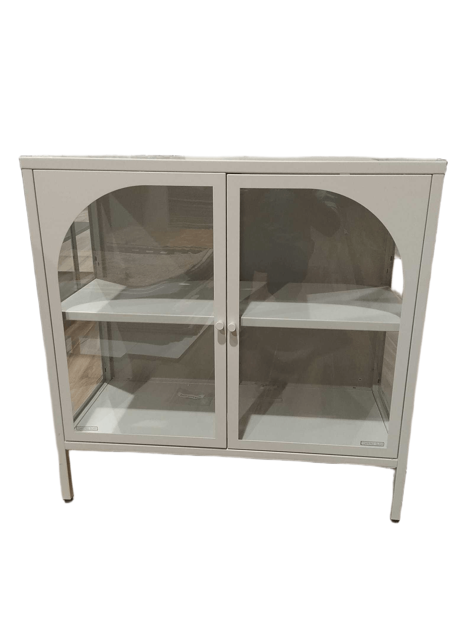 Cabinet Double Swing Door 5mm Waved Glass Magnetic Suction Door, 1 Shelf With Wall-Mounted Device Gris Claro L80*w35*h80
